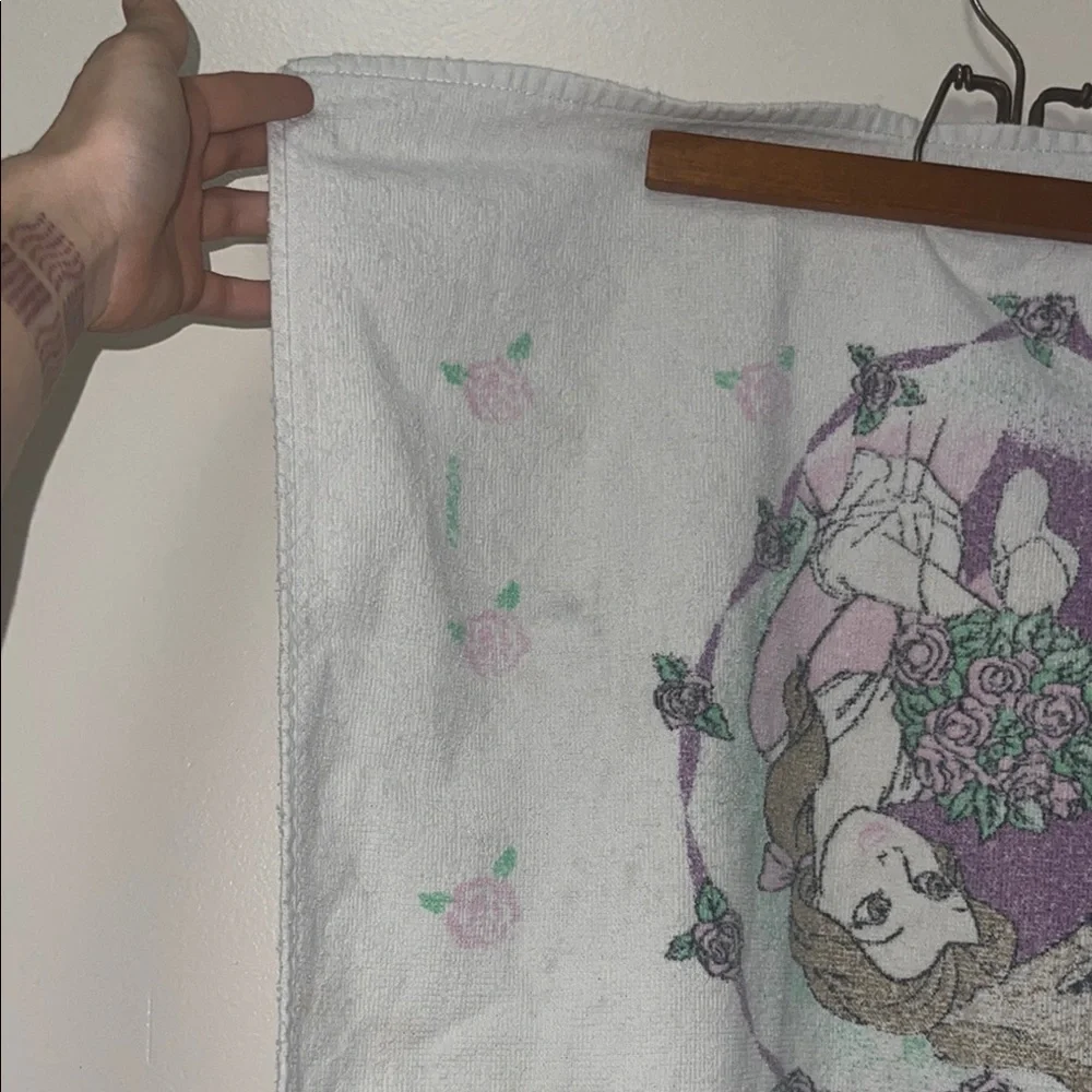 Vintage Disney beauty and the beast Towel with Purple and Green Accents